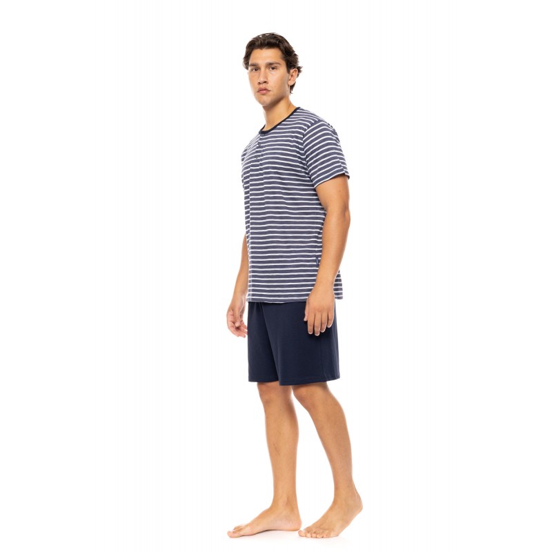 S-M587 - Type - PYJAMA 3PCS BLUE LINEAR- (S-M587) S-M587 - Type - PYJAMA 3PCS BLUE LINEAR- (S-M587)