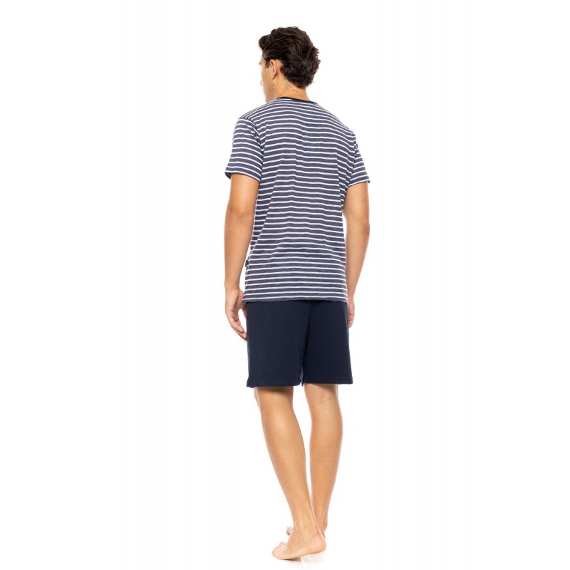 S-M587 - Type - PYJAMA 3PCS BLUE LINEAR- (S-M587) S-M587 - Type - PYJAMA 3PCS BLUE LINEAR- (S-M587)