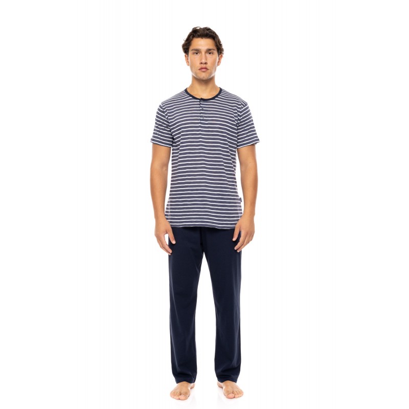 S-M587 - Type - PYJAMA 3PCS BLUE LINEAR- (S-M587) S-M587 - Type - PYJAMA 3PCS BLUE LINEAR- (S-M587)
