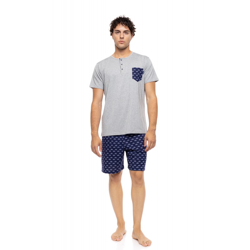 S-M602 - Grey - PYJAMA 3PCS RETRO BIKE- (S-M602)