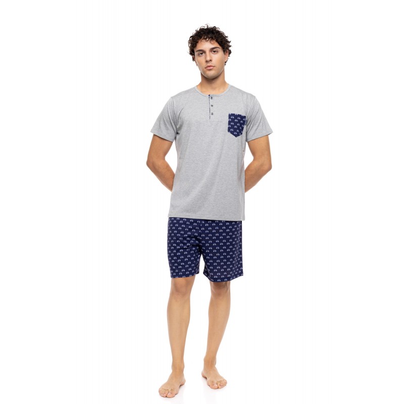 S-M602 - Grey - PYJAMA 3PCS RETRO BIKE- (S-M602)