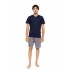 S-M605 - Yacht Blue - PYJAMA V-NECK PETIT PLAID- (S-M605)