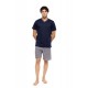 S-M605 - Yacht Blue - PYJAMA V-NECK PETIT PLAID- (S-M605) S-M605 - Yacht Blue - PYJAMA V-NECK PETIT PLAID- (S-M605)