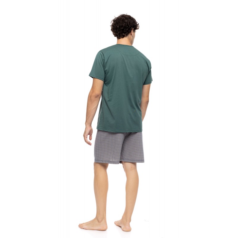 S-M606 - Sea Green - PYJAMA 3PCS PETIT PLAID- (S-M606)