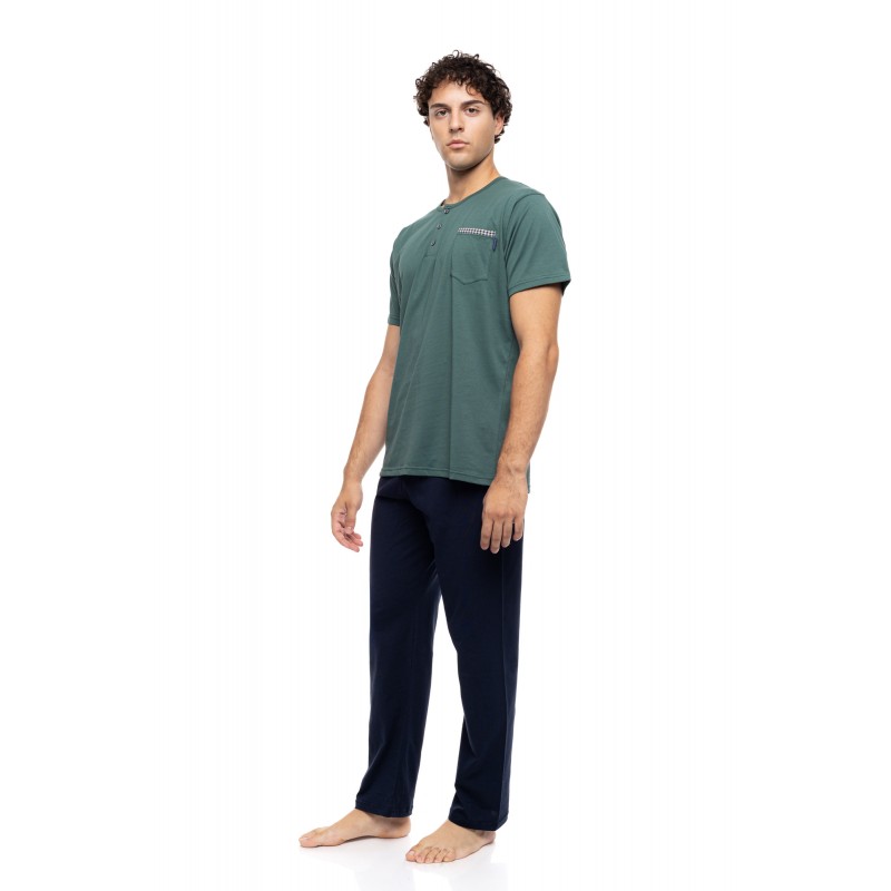 S-M606 - Sea Green - PYJAMA 3PCS PETIT PLAID- (S-M606)