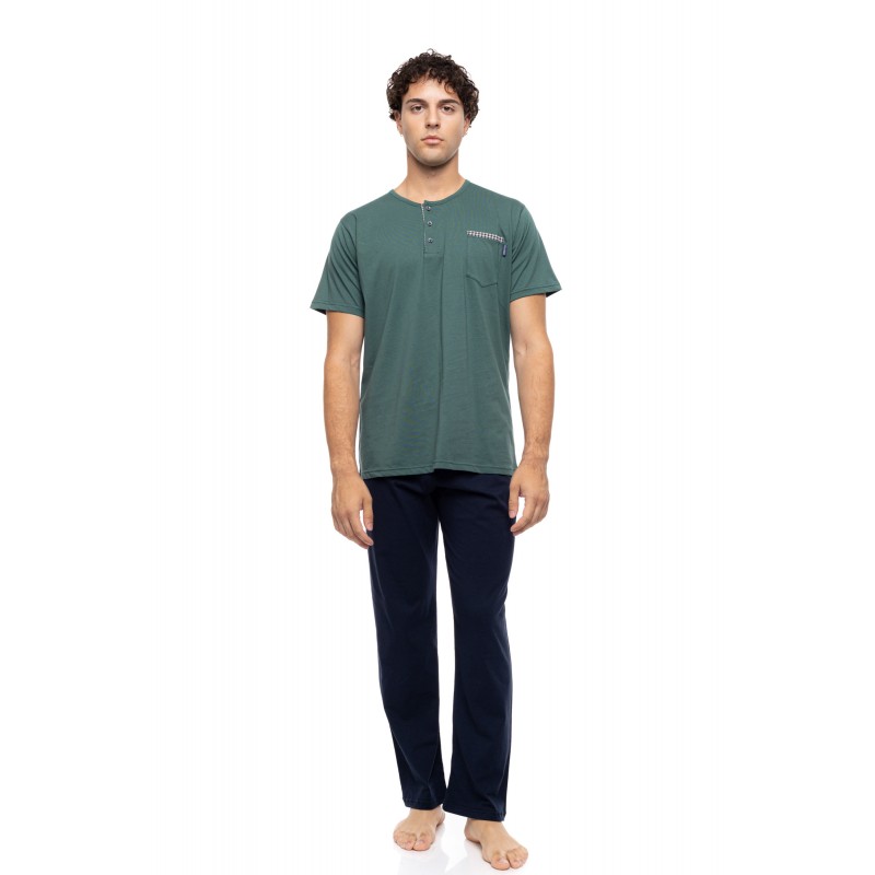 S-M606 - Sea Green - PYJAMA 3PCS PETIT PLAID- (S-M606)