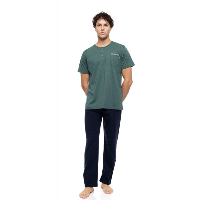 S-M606 - Sea Green - PYJAMA 3PCS PETIT PLAID- (S-M606)
