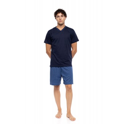 S-M614 - Yacht Blue - PYJAMA V-NECK PURE NIGHTS- (S-M614)