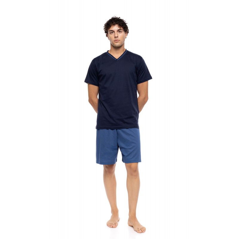 S-M614 - Yacht Blue - PYJAMA V-NECK PURE NIGHTS- (S-M614) S-M614 - Yacht Blue - PYJAMA V-NECK PURE NIGHTS- (S-M614)