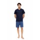 S-M614 - Yacht Blue - PYJAMA V-NECK PURE NIGHTS- (S-M614) S-M614 - Yacht Blue - PYJAMA V-NECK PURE NIGHTS- (S-M614)