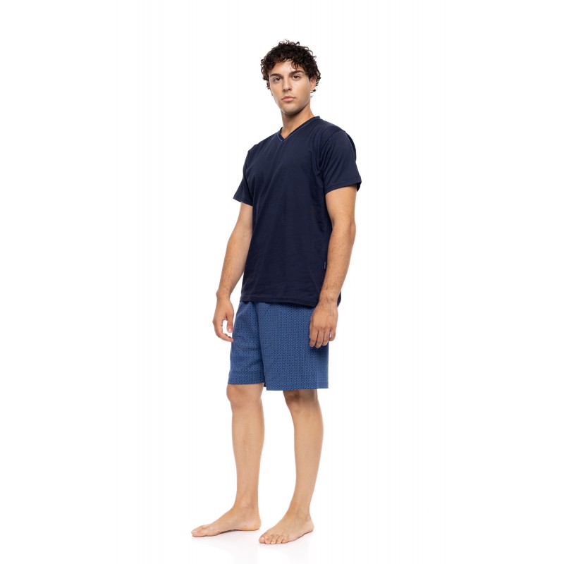 S-M614 - Yacht Blue - PYJAMA V-NECK PURE NIGHTS- (S-M614) S-M614 - Yacht Blue - PYJAMA V-NECK PURE NIGHTS- (S-M614)