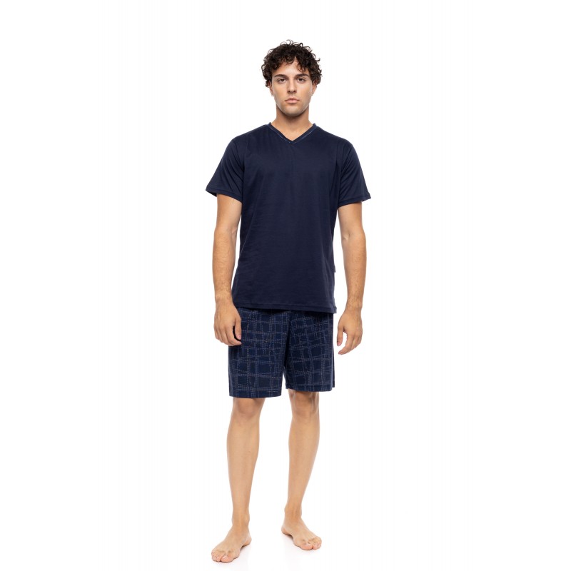 S-M618 - Yacht Blue - PYJAMA V-NECK BLUE NIGHTS- (S-M618) S-M618 - Yacht Blue - PYJAMA V-NECK BLUE NIGHTS- (S-M618)