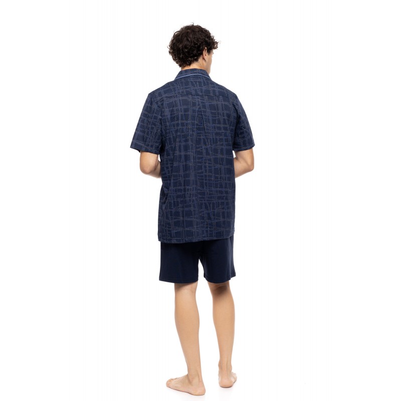 S-M619 - Type - PYJAMA BUTTONED SHORTS BLUE NIGHTS- (S-M619)