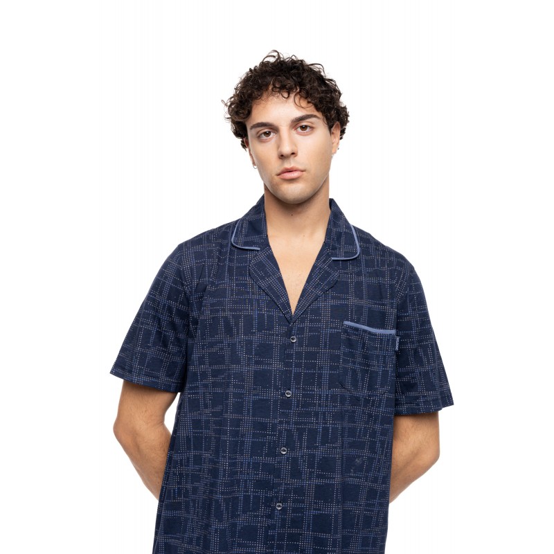 S-M619 - Type - PYJAMA BUTTONED SHORTS BLUE NIGHTS- (S-M619)