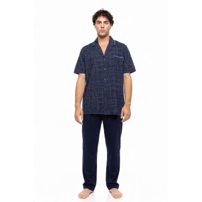 S-M620 - Type - PYJAMA BUTTONED LONG PATNS BLUE NIGHTS- (S-M620)