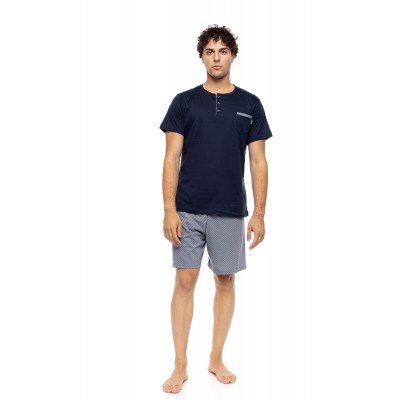 S-M625 - Yacht Blue - PYJAMA 3PCS LIGHT GREY BIKE- (S-M625)