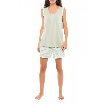 S1116 - Type - PYJAMA SHORTS GREEN GEOMETRIC- (S1116)