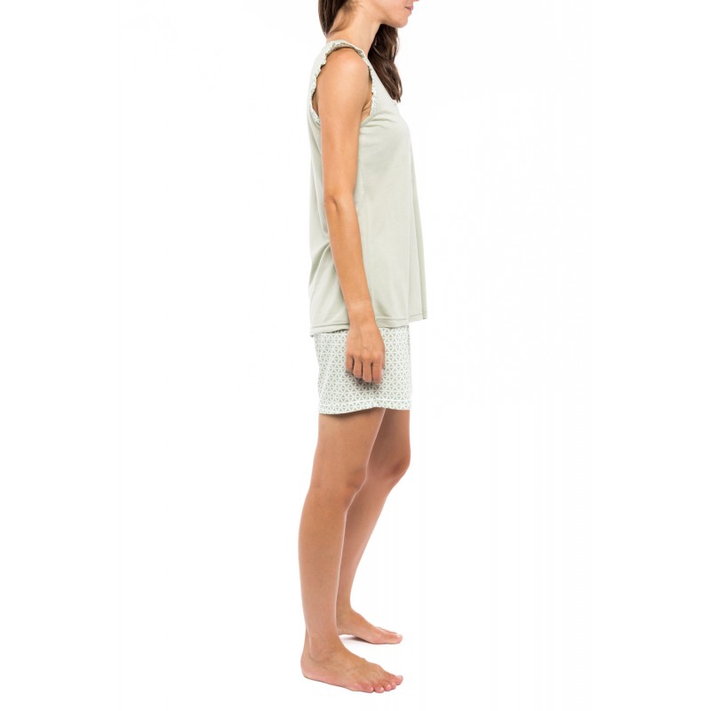 S1116 - Type - PYJAMA SHORTS GREEN GEOMETRIC- (S1116)