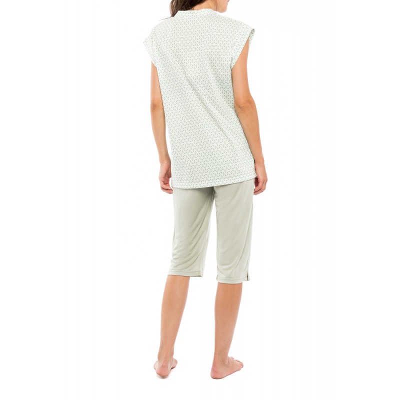 S1118 - Type - PYJAMA CAPRI GREEN GEOMETRIC- (S1118)