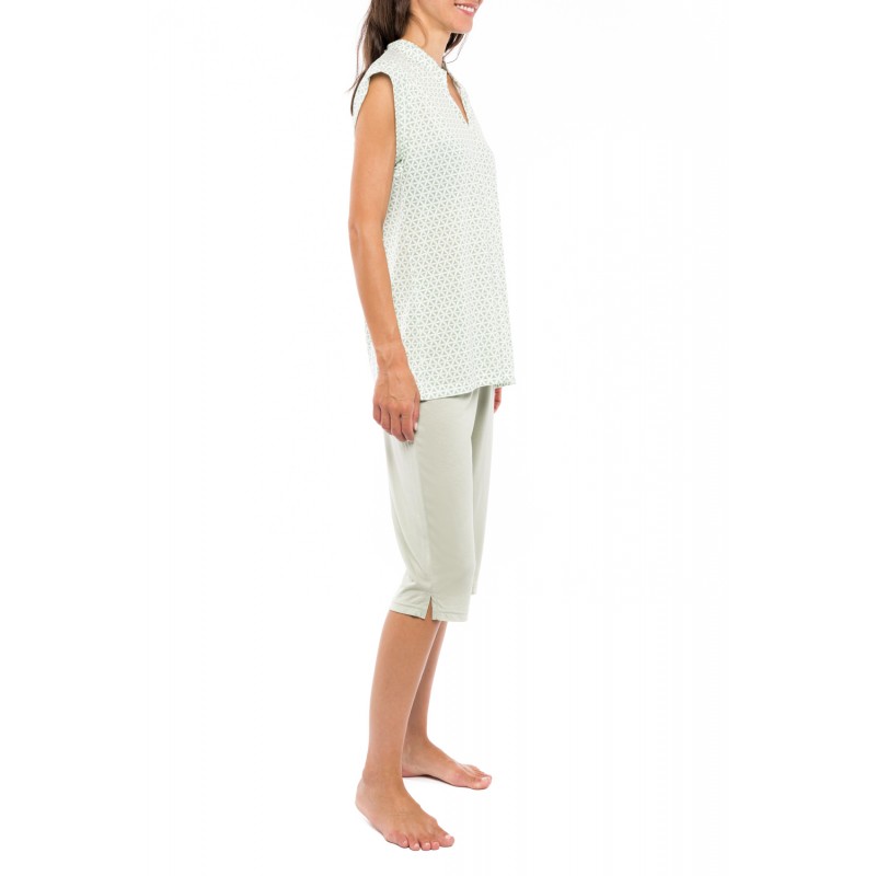 S1118 - Type - PYJAMA CAPRI GREEN GEOMETRIC- (S1118)