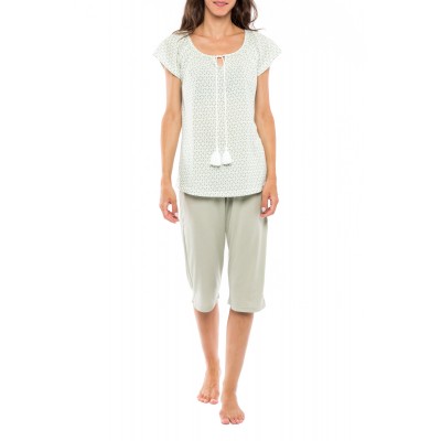 S1120 - Type - PYJAMA CAPRI GREEN GEOMETRIC- (S1120)