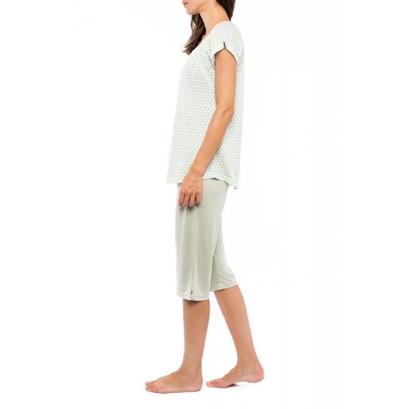 S1120 - Type - PYJAMA CAPRI GREEN GEOMETRIC- (S1120)