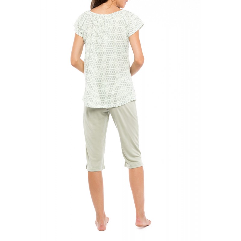 S1120 - Type - PYJAMA CAPRI GREEN GEOMETRIC- (S1120) S1120 - Type - PYJAMA CAPRI GREEN GEOMETRIC- (S1120)