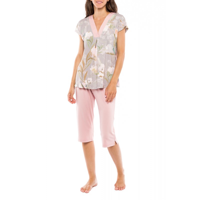 S1137 - Type - PYJAMA CAPRI V GREY BLOSSOM- (S1137)