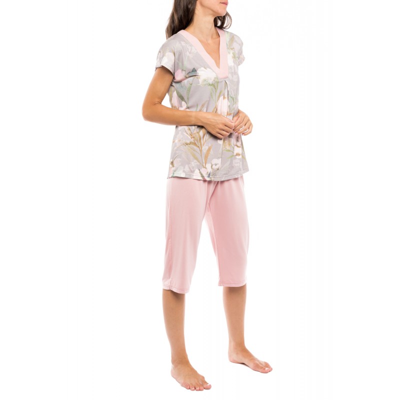 S1137 - Type - PYJAMA CAPRI V GREY BLOSSOM- (S1137)
