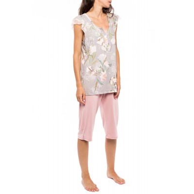 S1139 - Type - PYJAMA CAPRI GREY BLOSSOM- (S1139)