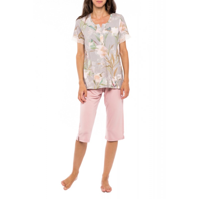 S1141 - Type - PYJAMA CAPRI GREY BLOSSOM- (S1141)