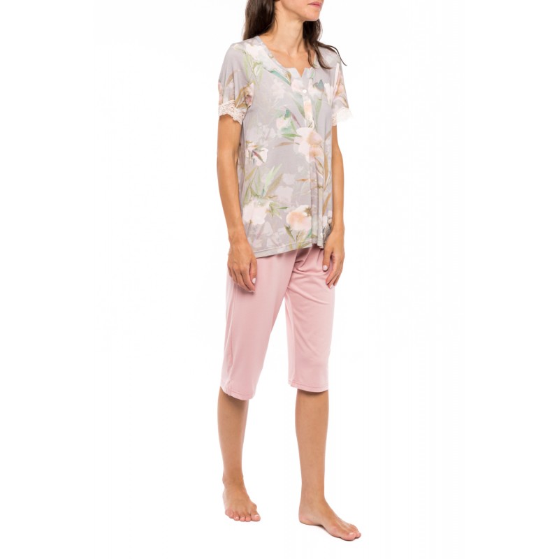 S1141 - Type - PYJAMA CAPRI GREY BLOSSOM- (S1141)