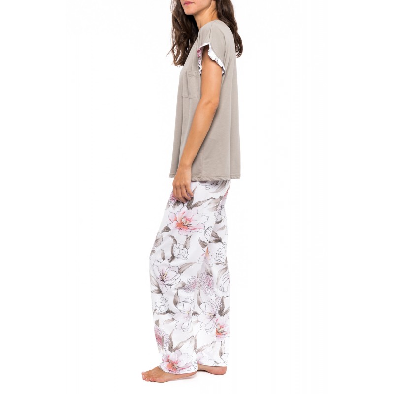 S1145 - Type - PYJAMA LONG PANTS  PINK FLOWER- (S1145)