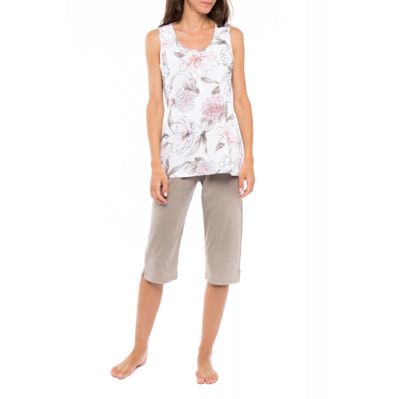 S1147 - Type - PYJAMA CAPRI PINK FLOWER- (S1147)