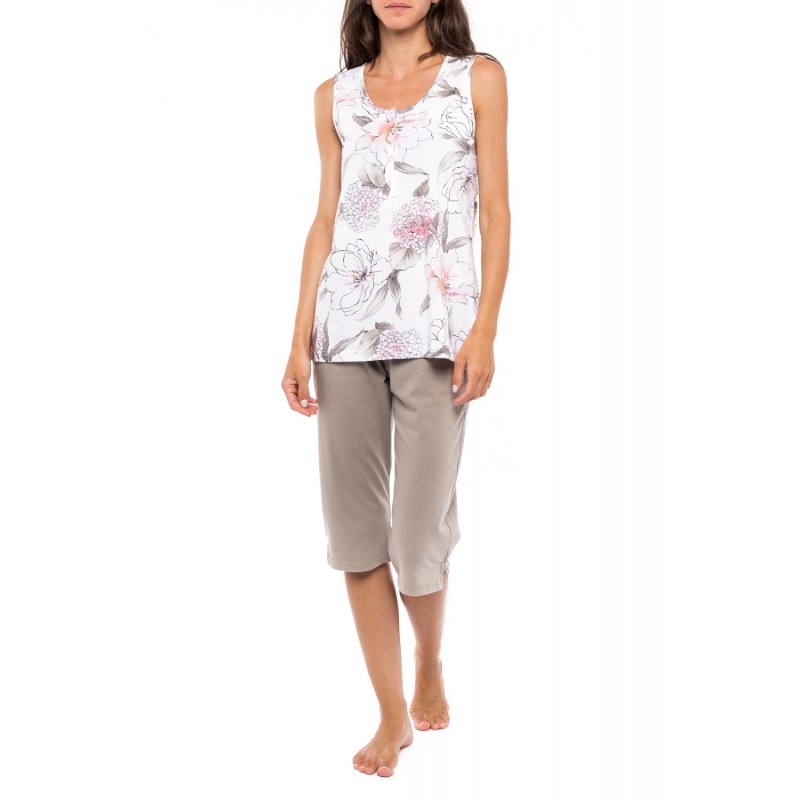 S1147 - Type - PYJAMA CAPRI PINK FLOWER- (S1147)