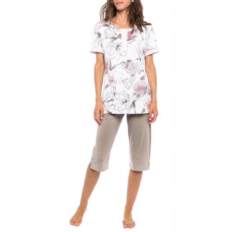 S1149 - Type - PYJAMA CAPRI PINK FLOWER- (S1149)