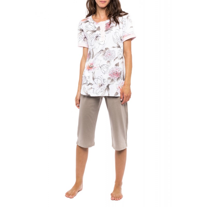 S1149 - Type - PYJAMA CAPRI PINK FLOWER- (S1149)