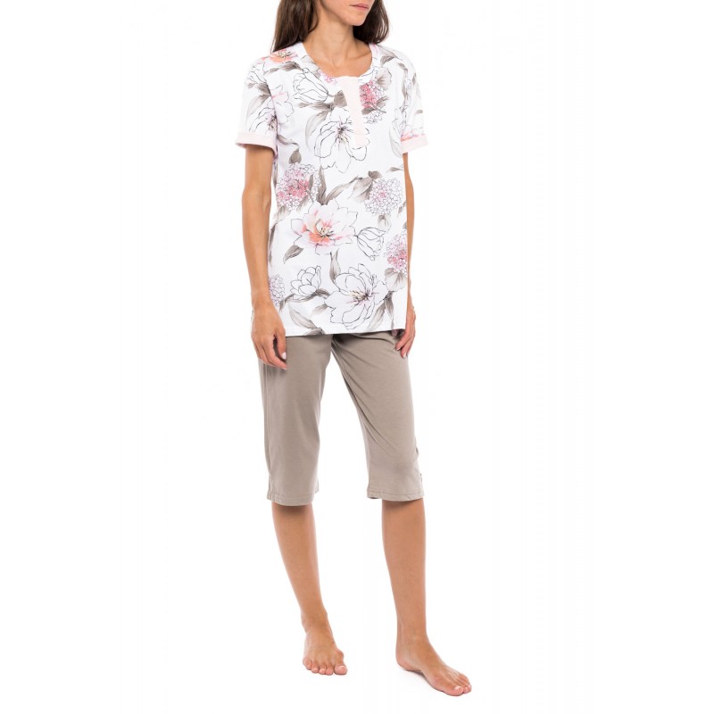 S1149 - Type - PYJAMA CAPRI PINK FLOWER- (S1149)