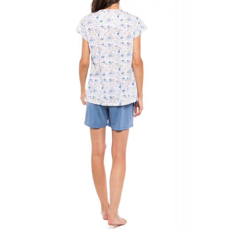 S1155 - Type - PYJAMA V  BLUE FLOWER- (S1155)