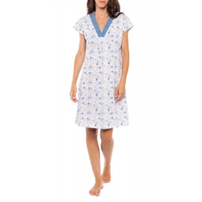 S1156 - Type - NIGHTGOWN V BLUE FLOWER- (S1156) S1156 - Type - NIGHTGOWN V BLUE FLOWER- (S1156)