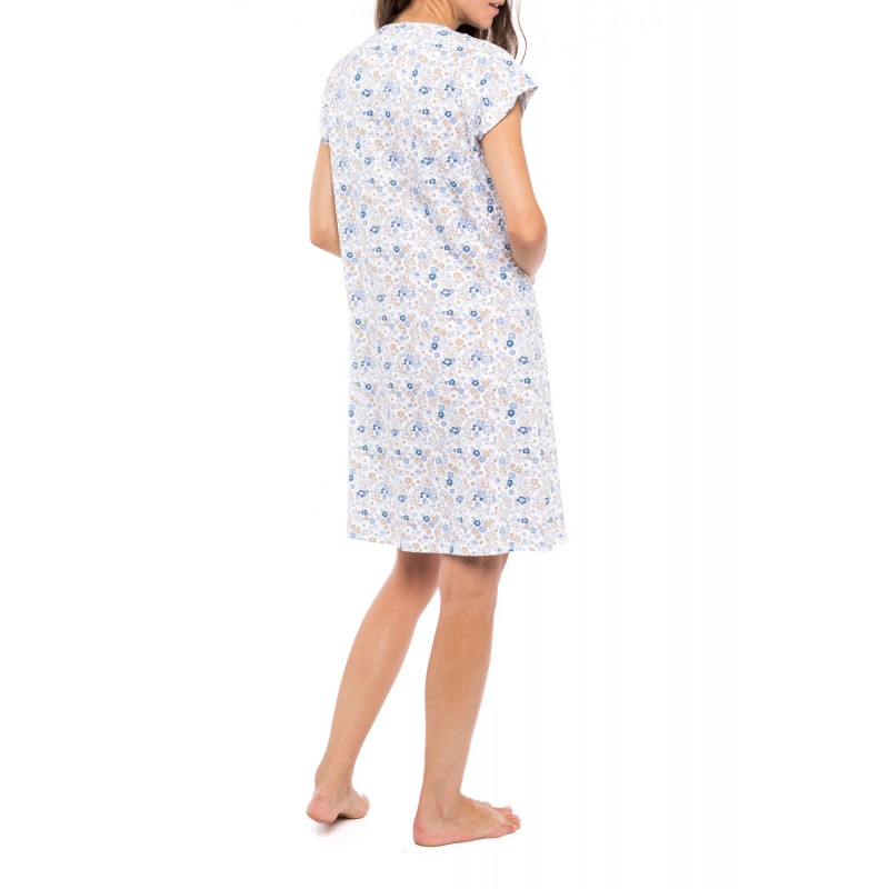 S1156 - Type - NIGHTGOWN V BLUE FLOWER- (S1156) S1156 - Type - NIGHTGOWN V BLUE FLOWER- (S1156)