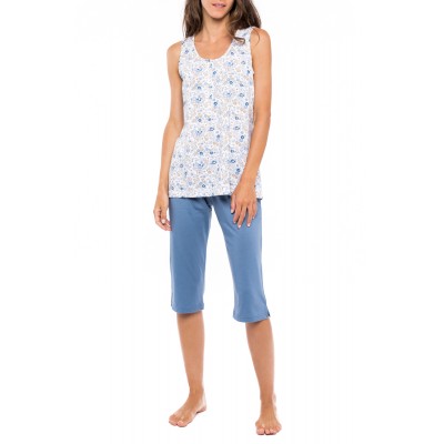 S1157 - Type - PYJAMA CAPRI BLUE FLOWER- (S1157)
