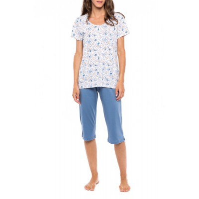 S1159 - Type - PYJAMAS CAPRI BLUE FLOWER- (S1159) S1159 - Type - PYJAMAS CAPRI BLUE FLOWER- (S1159)