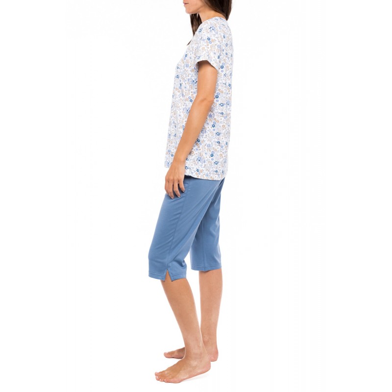 S1159 - Type - PYJAMAS CAPRI BLUE FLOWER- (S1159) S1159 - Type - PYJAMAS CAPRI BLUE FLOWER- (S1159)