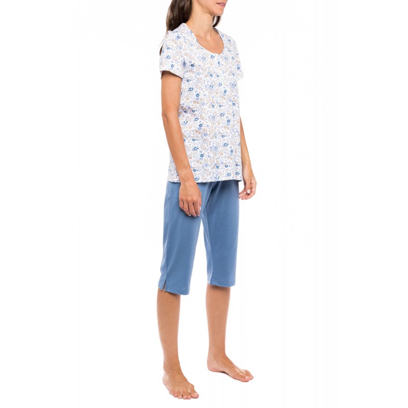 S1159 - Type - PYJAMAS CAPRI BLUE FLOWER- (S1159) S1159 - Type - PYJAMAS CAPRI BLUE FLOWER- (S1159)