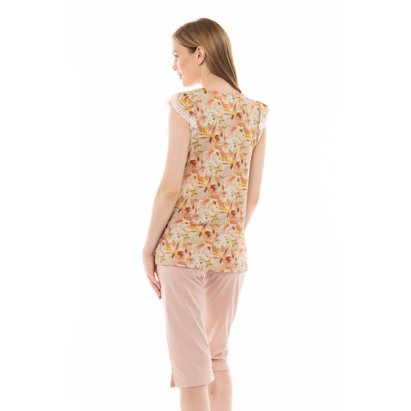 S1205 - Type - PYJAMA CAPRI PAL FLOWER- (S1205) S1205 - Type - PYJAMA CAPRI PAL FLOWER- (S1205)