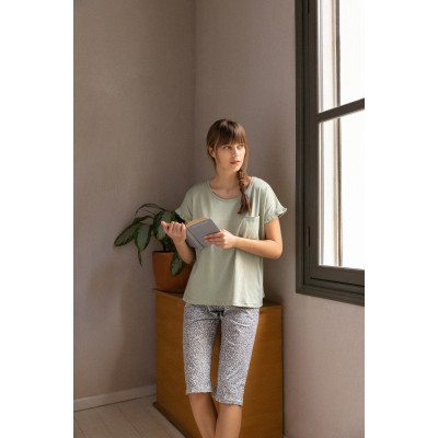 S1224 - Type - PYJAMA CAPRI AQUA FLOWER- (S1224)