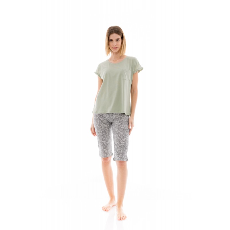 S1224 - Type - PYJAMA CAPRI AQUA FLOWER- (S1224) S1224 - Type - PYJAMA CAPRI AQUA FLOWER- (S1224)