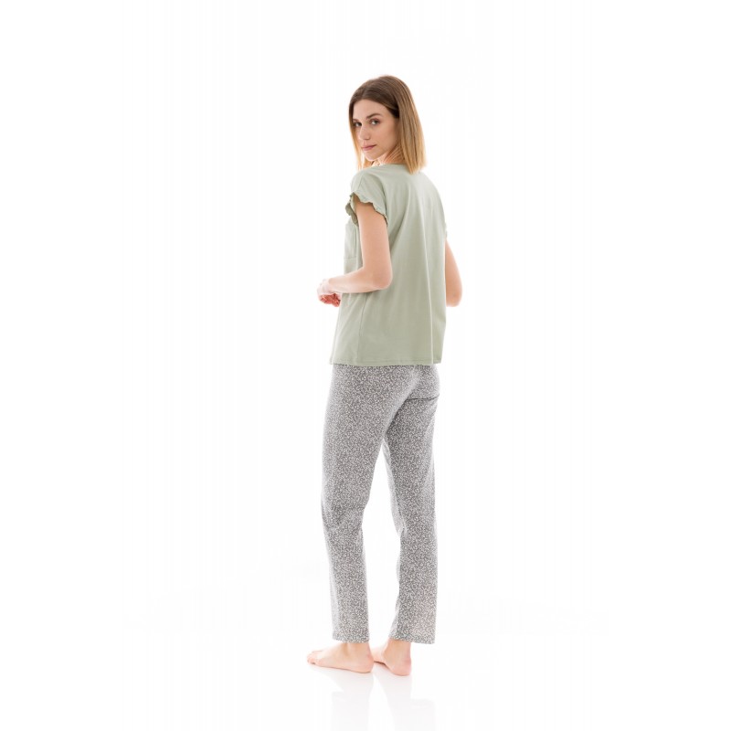 S1225 - Type - PYJAMA LONG PANTS AQUA FLOWER- (S1225)