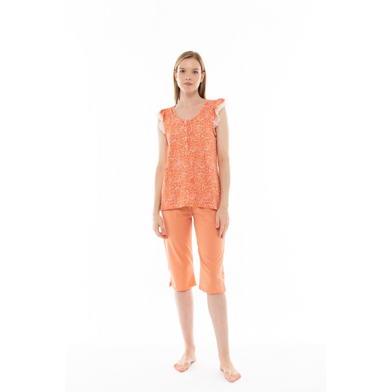 S1235 - Type - PYJAMA CAPRI ORANGE LEO- (S1235) S1235 - Type - PYJAMA CAPRI ORANGE LEO- (S1235)